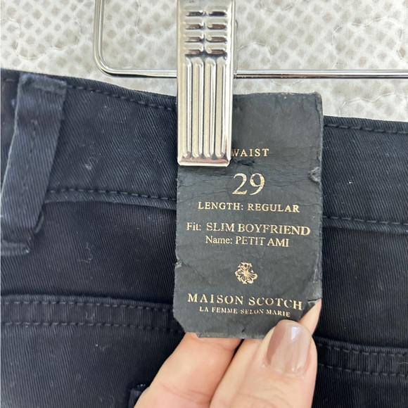 Maison Scotch Women 27 Petit Ami Slim Boyfriend Jean Reg Black Studded Straight - Picture 4 of 8